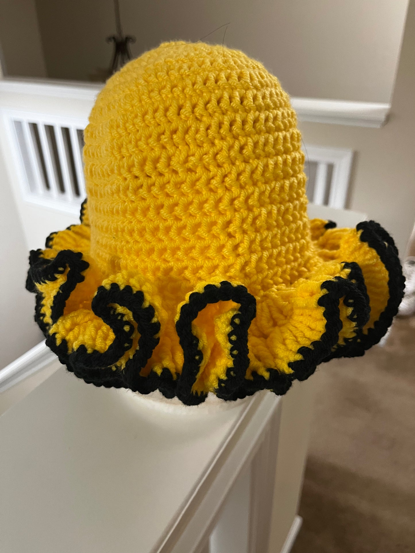 Yellow and Black Ruffle Hat