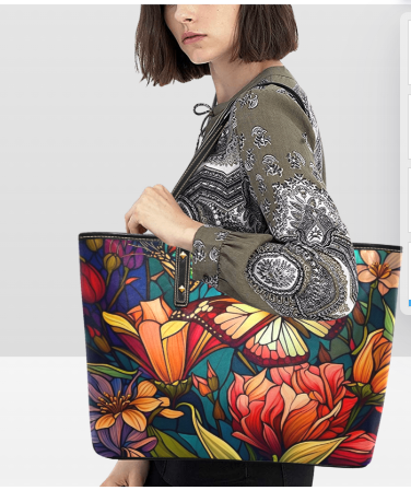 Large Butterfly Tote in Teal and Orange