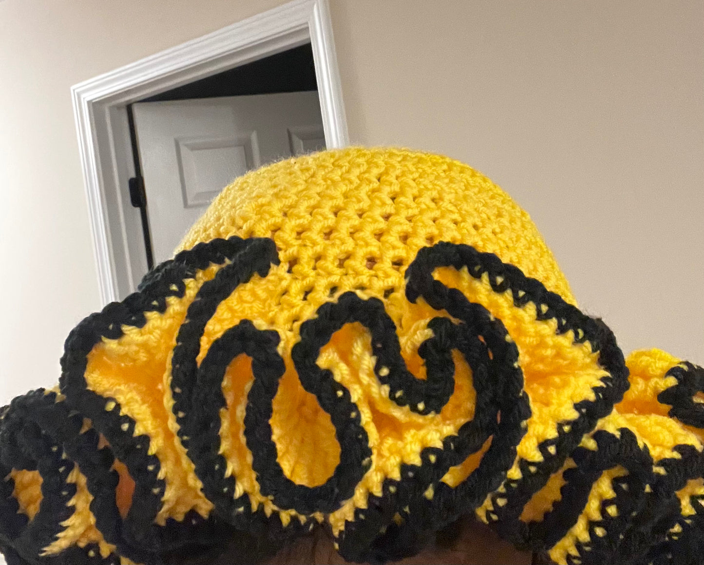 Yellow and Black Ruffle Hat
