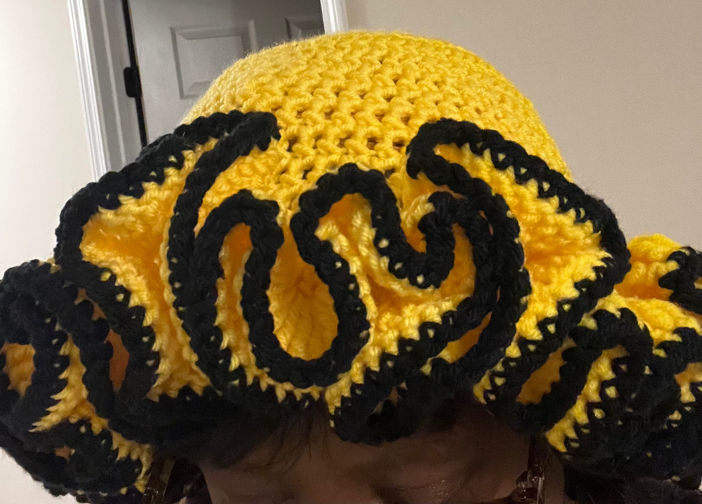 Yellow and Black Ruffle Hat