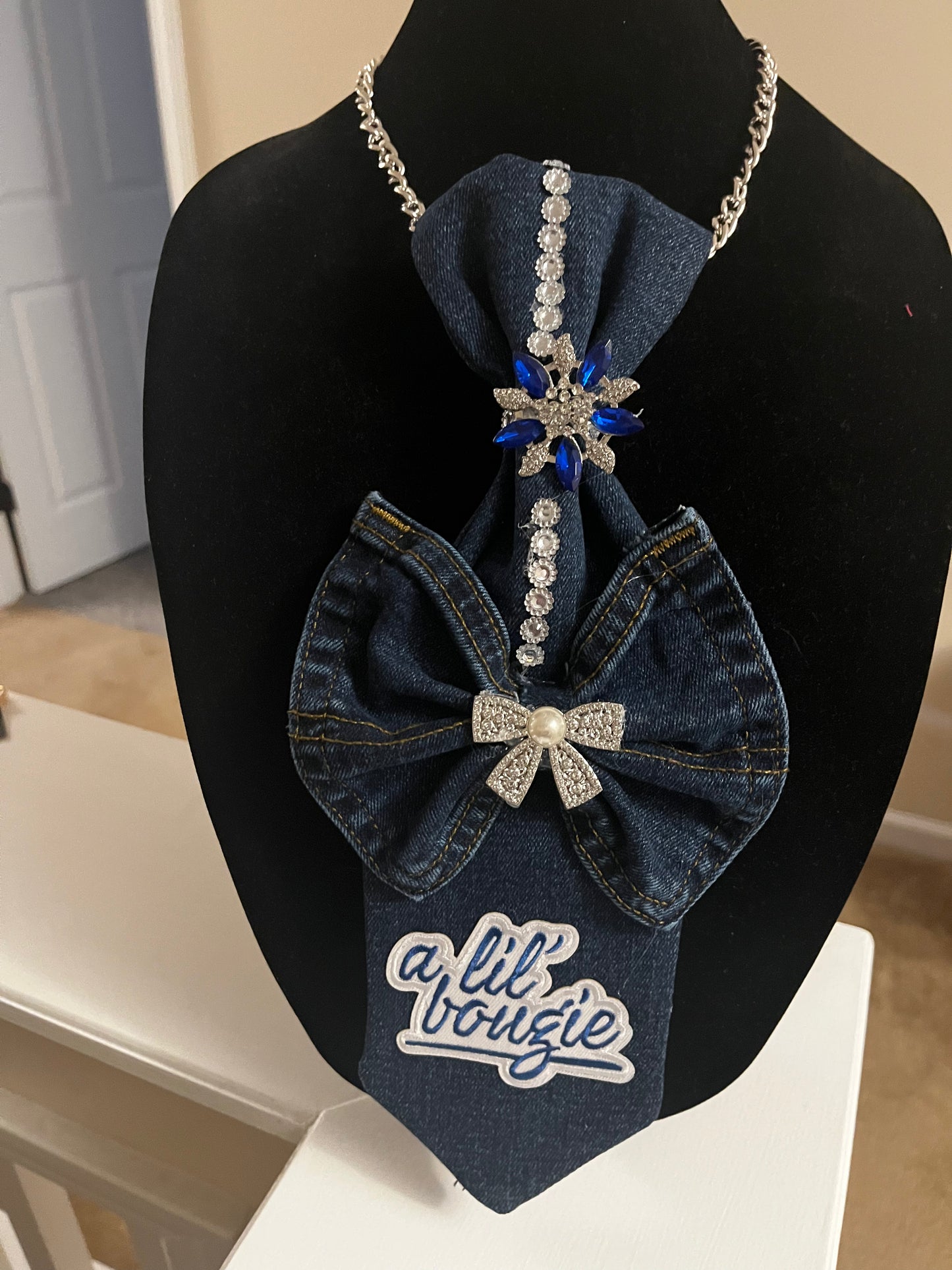 Denim Tie Necklace