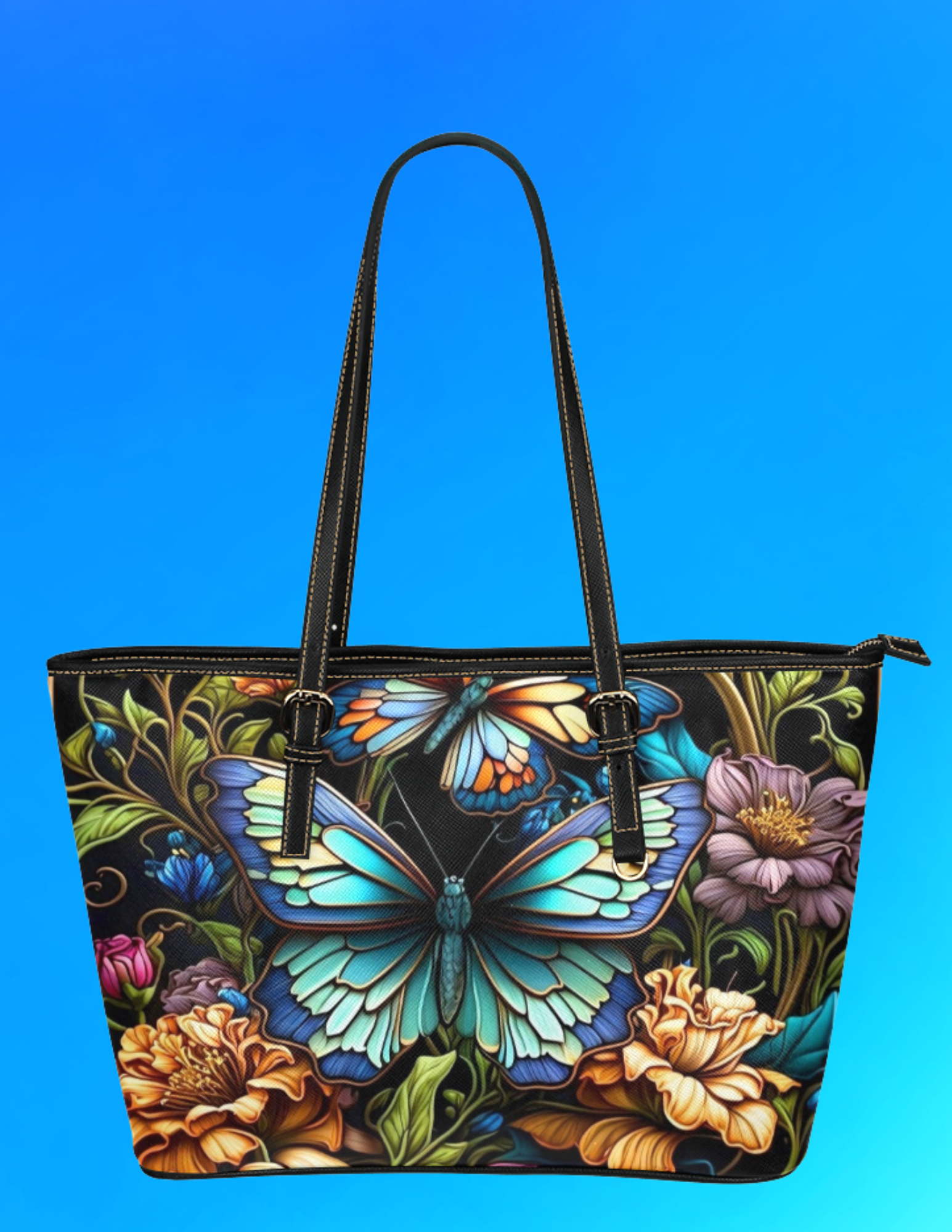 Beautiful Black and Blue Tote The Painted Tiger Creative