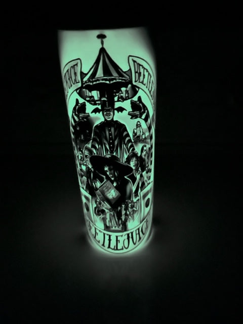 It’s Halloween!  Glow in the dark 20 ounce stainless steel tumbler